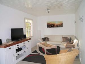 - un salon avec un canapé et une télévision dans l'établissement Haus_Rosenrot, à Götemitz