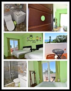 uma colagem de fotografias de diferentes tipos de quartos em Spring Enjoy Color B&B em Taitung City