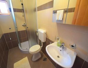 a bathroom with a toilet and a sink and a shower at Apartments Ivanka in Malinska