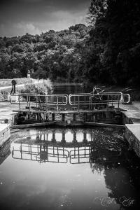a black and white photo of a body of water at Auberge de l'Abbaye in Thuin