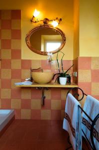 y baño con lavabo y espejo. en Agriturismo Cascina Maiocca, en Mediglia