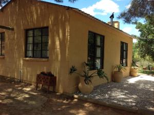 a building with potted plants in front of it at Swaynekloof Farm in Botrivier