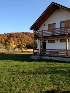 ein Haus mit einem Grasfeld davor in der Unterkunft Holiday house Casa Dejani in Dejani