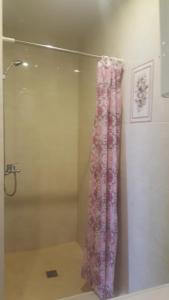 ゲレンジークにあるApartments on Gornayaのバスルーム(シャワー、シャワーカーテン付)が備わります。