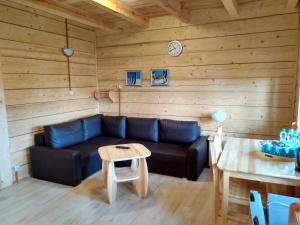 a living room with a couch and a table at AZS Centralny Ośrodek Sportu Akademickiego in Wilkasy