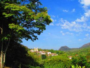 a scenic view of a lush green hillside at Pousada Pe da Serra in Tiradentes