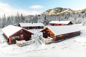 eine Gruppe von Hütten im Schnee in der Unterkunft First Camp Gol Hallingdal in Gol