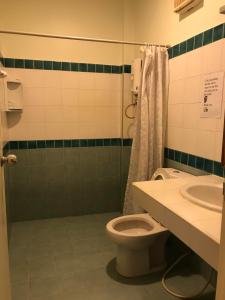 a bathroom with a toilet and a sink and a shower at Palm Garden in Ko Chang