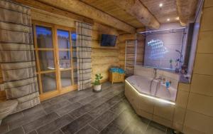 Koupelna v ubytování Holzhaus Lugerhof