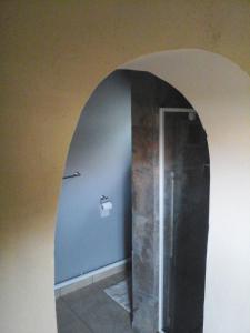 a bathroom with a walk in shower in a room at Silvermoon in Nigel