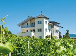 a house in the middle of a vineyard at Quellenhof in Termeno