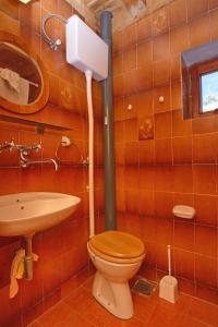ein Bad mit einem WC und einem Waschbecken in der Unterkunft Cabin Menka in Sirogojno