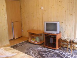 Cette chambre dispose d'une télévision, d'une table et d'un écran. dans l'établissement uoksany, à Karpaty