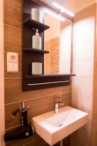a bathroom with a sink and a mirror at Nice Home to stay at Prague close to Castle with Terrace and Garden in Prague