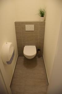a small bathroom with a toilet and a plant at Hotel Apartments Belgium 3 - HAB 3 in Geel +17 photos