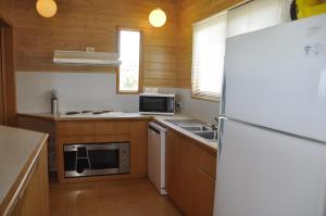 a kitchen with a refrigerator and a sink at 14 Steps in Apollo Bay