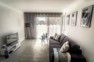 TV a/nebo společenská místnost v ubytování Modern 1 Bed apartment in prestigous area of Cannes a short walk to the Croisette and the Palais 1903