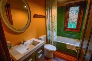 a bathroom with a sink and a toilet and a mirror at La Casina de Punticiella in El Pito +16 photos