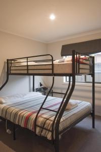 two bunk beds in a room with a window at Montebello in Bright