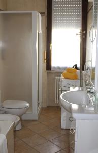 ein Bad mit einem WC und einem Waschbecken in der Unterkunft B. & B. NABUCCO in Parma