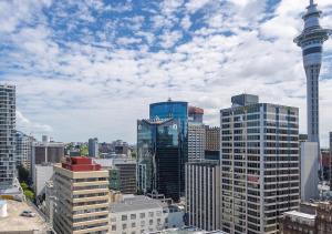 Uma vista geral de Auckland ou a vista da cidade a partir do aparthotel