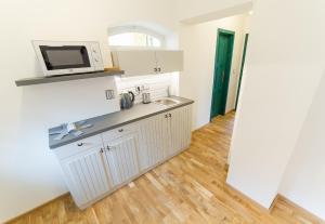 Kuchyňa alebo kuchynka v ubytovaní Babylon Apartmány
