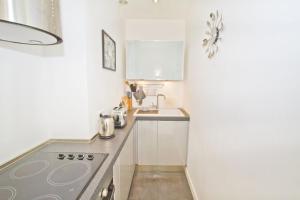 uma pequena cozinha com um fogão e um lavatório em PROMENADE HOLIDAY - PALATIN & SEA em Nice