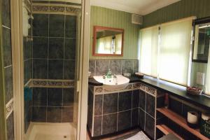 a bathroom with a sink and a shower at Chaseborough farm in Wimborne Minster