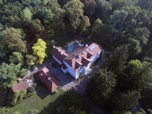 an aerial view of a house in the woods at Dwór w Odonowie in Odonów