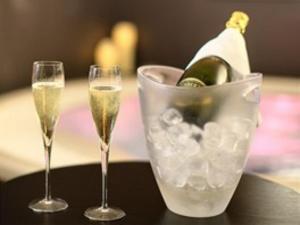 due bicchieri di champagne e un secchio di vino di Wellness Pension Iveta a Žacléř
