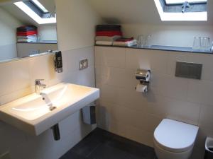 a bathroom with a sink and a toilet at Bed and Breakfast Allure in Vaals