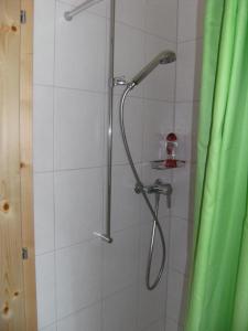 a shower with a shower head in a bathroom at BnB Niederer in La Côte-aux-Fées