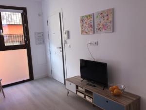 a living room with a flat screen tv on a table at Apartaments Center 2 bedrooms in Granada