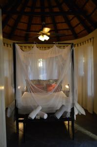 a bed with a mosquito net in a room at Kruger River Villas - Mtombo in Marloth Park