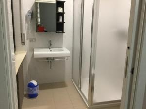 a bathroom with a shower and a sink at Albergo Aurora in Grignasco