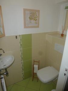 ein Badezimmer mit Toilette und Waschbecken in der Unterkunft Ferienwohnung Hohaus Dresden in Dresden + 4 Fotos