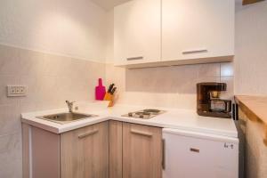 una piccola cucina con lavandino e forno a microonde di JASNA house with apartment a Umag (Umago)
