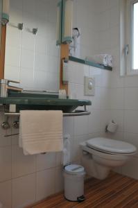 a bathroom with a toilet and a sink and towels at ibis Antwerpen Centrum in Antwerp