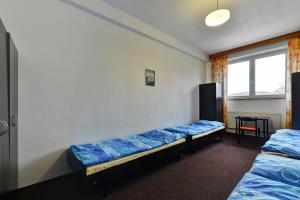 a room with two beds and a window at Sporthotel BK Pod Lipou in Roudnice nad Labem