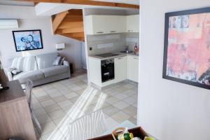 a small kitchen and living room in a apartment at Hotel Villa d'Elsa in Juan-les-Pins