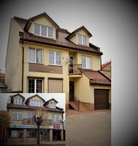 two pictures of a large house at Apartamenty Sokółka in Sokółka