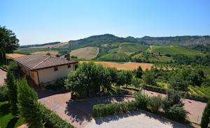 an aerial view of a house in a vineyard at Locanda Gli Ulivi in Monteveglio