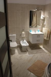 a bathroom with a toilet and a sink at Apartamenty Vesuvio in Dźwirzyno
