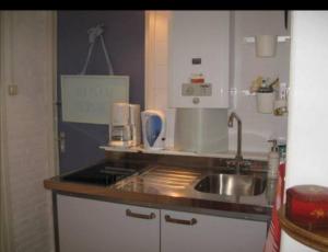 uma cozinha com um lavatório e uma bancada em Suite 17 em Eindhoven