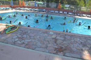 een groep mensen die zwemmen in een zwembad bij Camping Parc Valrose in La Londe-les-Maures