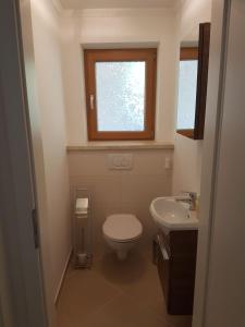 サンクト・ジョアン・イン・チロルにあるVelbenhofの小さなバスルーム(トイレ、窓付)が備わります。