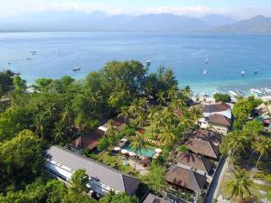 an aerial view of a resort and the ocean at Royal Regantris Villa Karang in Gili Air