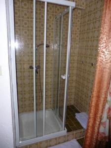 LungötzにあるHildeのバスルーム(ガラスドア付きのシャワー付)