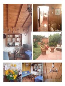 un collage de cuatro fotos de una sala de estar en Casa Jade, en Quintero