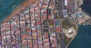 Suites Apartamento 17 في لاس بالماس دي غران كاناريا: خريطة لمدينة بها مدن والمحيط